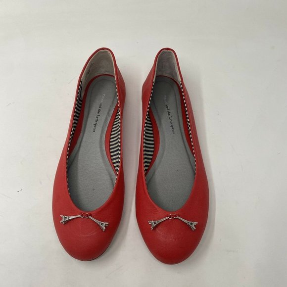 Anthropologie Pilcro Paris Eiffel Tower Red Ballet Flats 6 France Round … - Picture 6 of 11